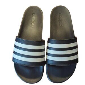 Adidas Adilette Comfort Slides - Women's Black & White Sandal 9 Wide